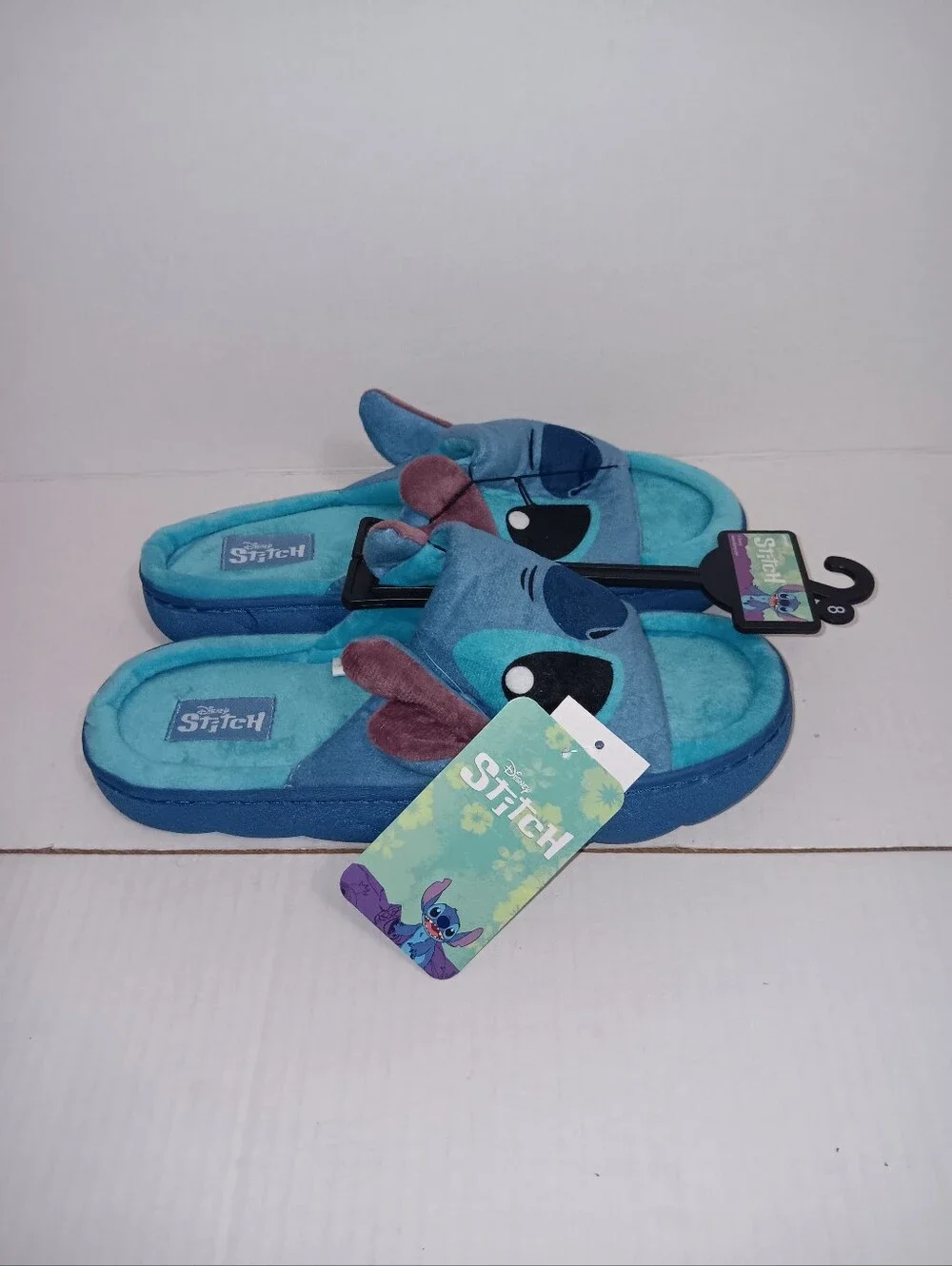 Disney Stitch Kids Teal and Blue Plush Slippers